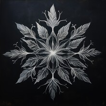 Snowflake Drawn On A Black Chalkboard