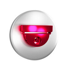 Poster - Red Motion sensor icon isolated on transparent background. Silver circle button.