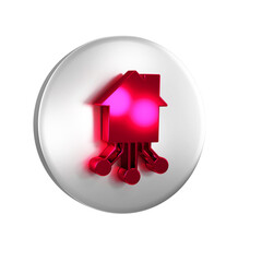 Poster - Red Smart home icon isolated on transparent background. Remote control. Silver circle button.