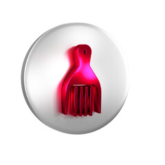 Poster - Red Barrette icon isolated on transparent background. Silver circle button.