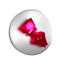 Poster - Red Fountain pen nib icon isolated on transparent background. Pen tool sign. Silver circle button.