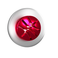 Poster - Red Basketball ball icon isolated on transparent background. Sport symbol. Silver circle button.