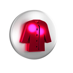 Wall Mural - Red Raincoat icon isolated on transparent background. Silver circle button.