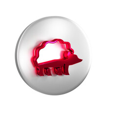 Poster - Red Hedgehog icon isolated on transparent background. Animal symbol. Silver circle button.