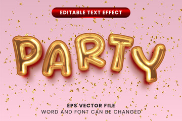 Wall Mural - Party 3d foil balloon editable vector text effect