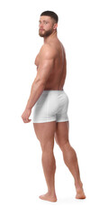 Wall Mural - Young man is stylish underwear on white background