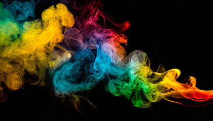 Sticker - colorful smoke on black background