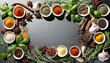 frame border png food design element spices and herbs with real shadow on background variety of spices and mediterranean herbs