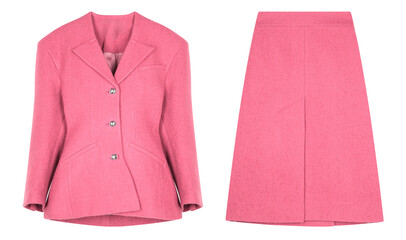 Wall Mural - Pink suit jacket with skirt on a transparent background, png