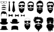 Vektor Set zum selber kombinieren - Männer Gesichter mit modernen Mode Elementen - Charaktere