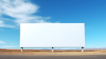  Blank billboard mockup against blue sky