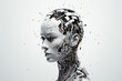 © youriy - Female cyborg face disintegrating into digital pixels