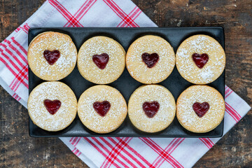 Canvas Print - Linzer cookies - Austrian Christmas shortbread biscuits with raspberry jam