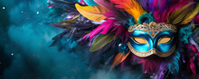 Carnival Mask With Feathers, Rio De Janeiro Carnival, Copy Space. Ai Generative