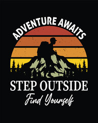 Wall Mural - Hiking outdoor T-Shirt Design, Hiking tee