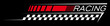 Car race checkered flag start or finish sign, motor vehicle speed racing, rally sport emblem. Vector racing sport emblem, stripe line, t-shirt print