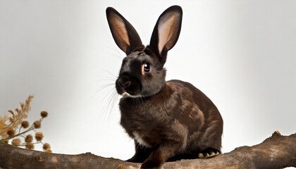 Wall Mural - rex rabbit sitting against white background