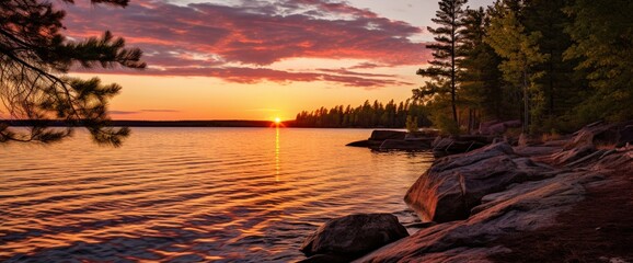 lake northern minnesota sunset