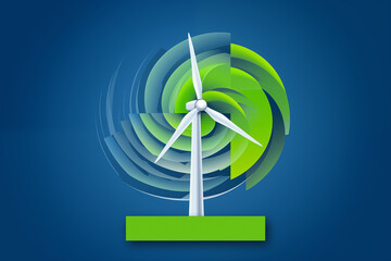 green energy technology logotype. wind energy turbine illustration.