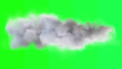 Black clouds accompanied by lightning strikes, thunderstorms on a green screen