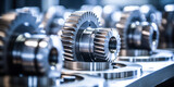 Fototapeta  - CNC turning drill milling factory processes steel turbine part process. Metal machine tools industry banner