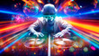 © oscargutzo - Dj robot partying futuristic costume background
