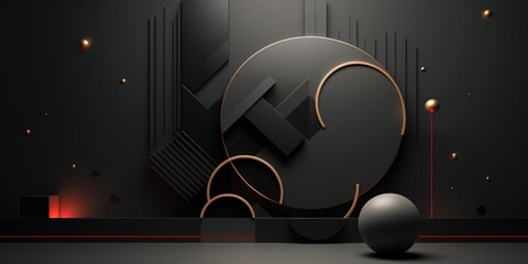 Poster - A black and gold wall with a black ball, Black Friday background