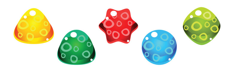 Poster - Colorful Glossy Jelly Sweets and Candy of Various Shape Vector Set