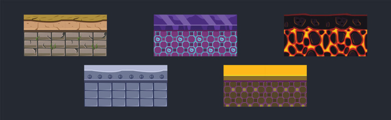 Poster - Ground Textures for Game Platform Colorful Vector Set