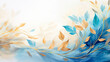 Hojas acuarela ilustración liquida - Dorado hojas plantas ramas pintura abstracto -  Azul y dorado oro