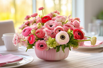 Sticker - bouquet of buttercup flowers on the table