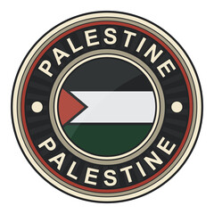 Circle Palestinian Flag badge logo. Modern emblem logo