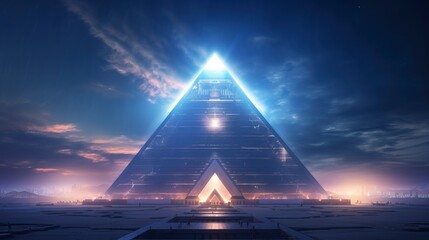 Wall Mural - Egyptian pyramids night view, fantasy Ancient Egyptian landscape. AI Generation