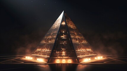 Wall Mural - Egyptian pyramids night view, fantasy Ancient Egyptian landscape. AI Generation