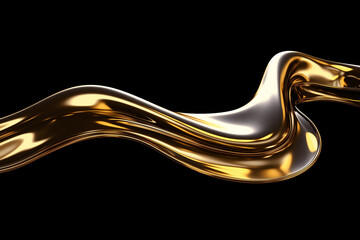 Poster - Golden liquid background. Melted gold stream in motion, for beauty, cosmetics advertising.
