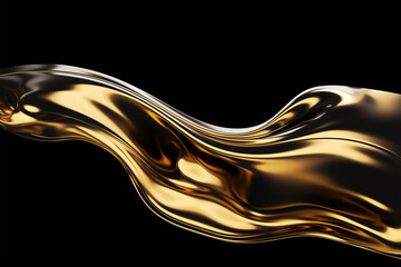 Poster - Golden liquid background. Melted gold stream in motion, for beauty, cosmetics advertising.