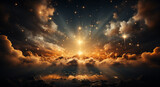 Fototapeta  - Wolken und Sterne Hintergrund - Der Stern zeigt den Weg