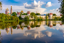 Novodevichy Convent (New Maiden's Monastery) Reflected In Pond, Moscow, Russia