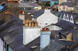 Chimney pots and roof tops in a typical Welsh town in the UK