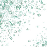 Fototapeta Kwiaty - winter snow with blue snowflakes on a white background. Festive Christmas banner, New Year card. Symbols of frosty winter. Vector illustration.