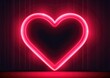Heart neon sign on red background