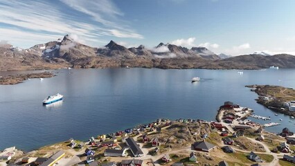 Wall Mural - aerial view of the fjord in greenland