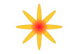 achtstrahliger gelber stern mit abgerundeten spitzen und rotem zentrum, modernes abstraktes design, ausgeschnitten, freigestellt, scherenscnitt, einfache figur