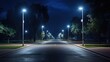 © AIGen - Brighten Up a Dark City Night with Modern LED Street Lights on Asphalt Road in Europa