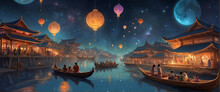A Mesmerizing Scene Of A Starlit, Floating Market In The Astral Plane - AI Generative