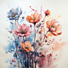 Wall Mural - Flowers all the way to the left side of the image