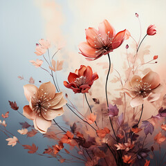 Wall Mural - Flowers all the way to the left side of the image