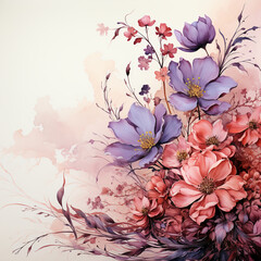 Wall Mural - Flowers all the way to the left side of the image