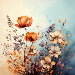 Wall Mural - Flowers all the way to the left side of the image