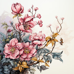 Wall Mural - Flowers all the way to the left side of the image